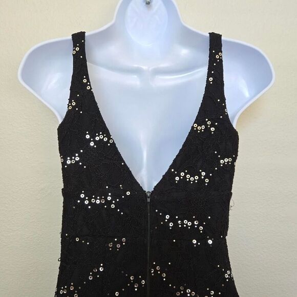 My Michelle Vintage Black Lace Sequins V Neck Prom Dress Evening Dress s… - Picture 5 of 13